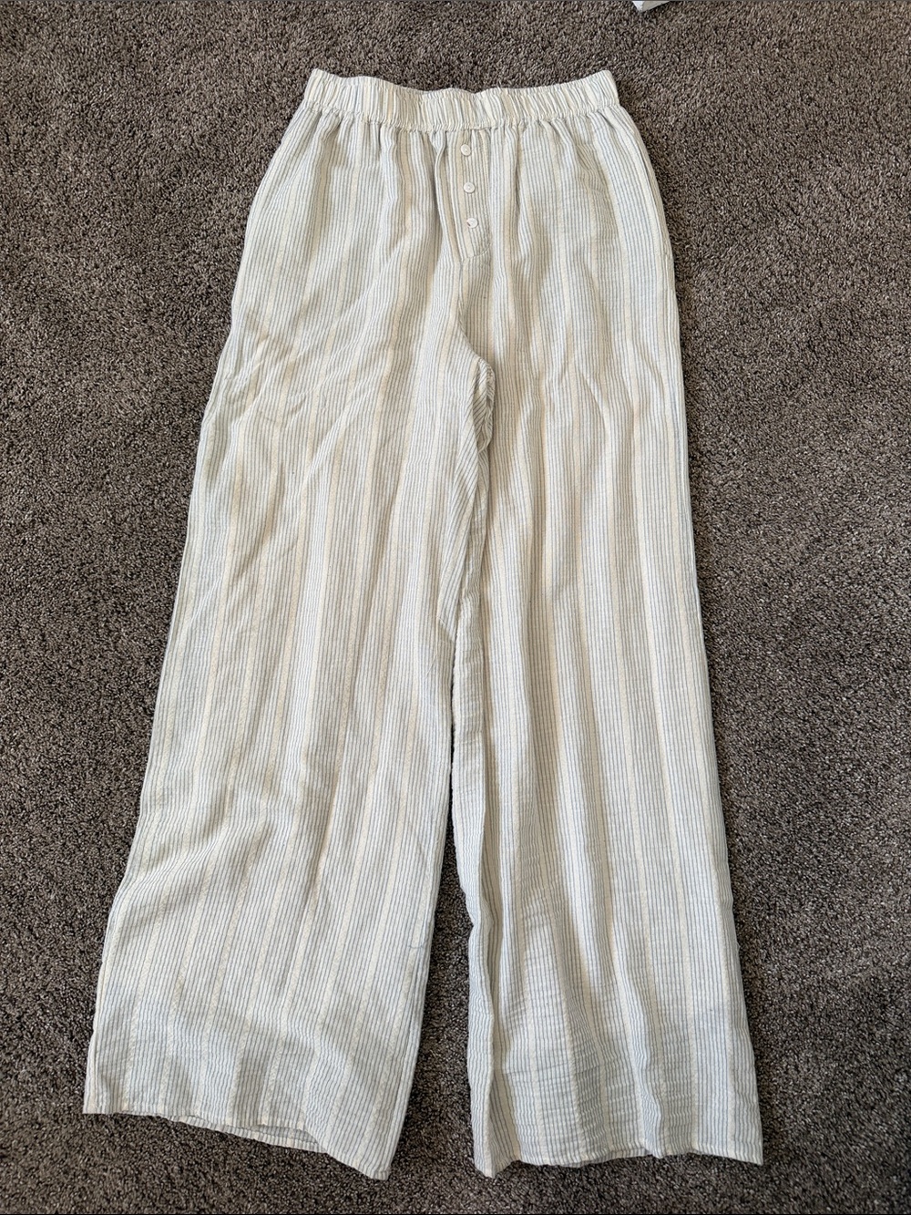 bohme Cream & Light Gray Striped Wide Leg Pants